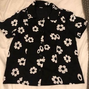 Vintage mod silk button up